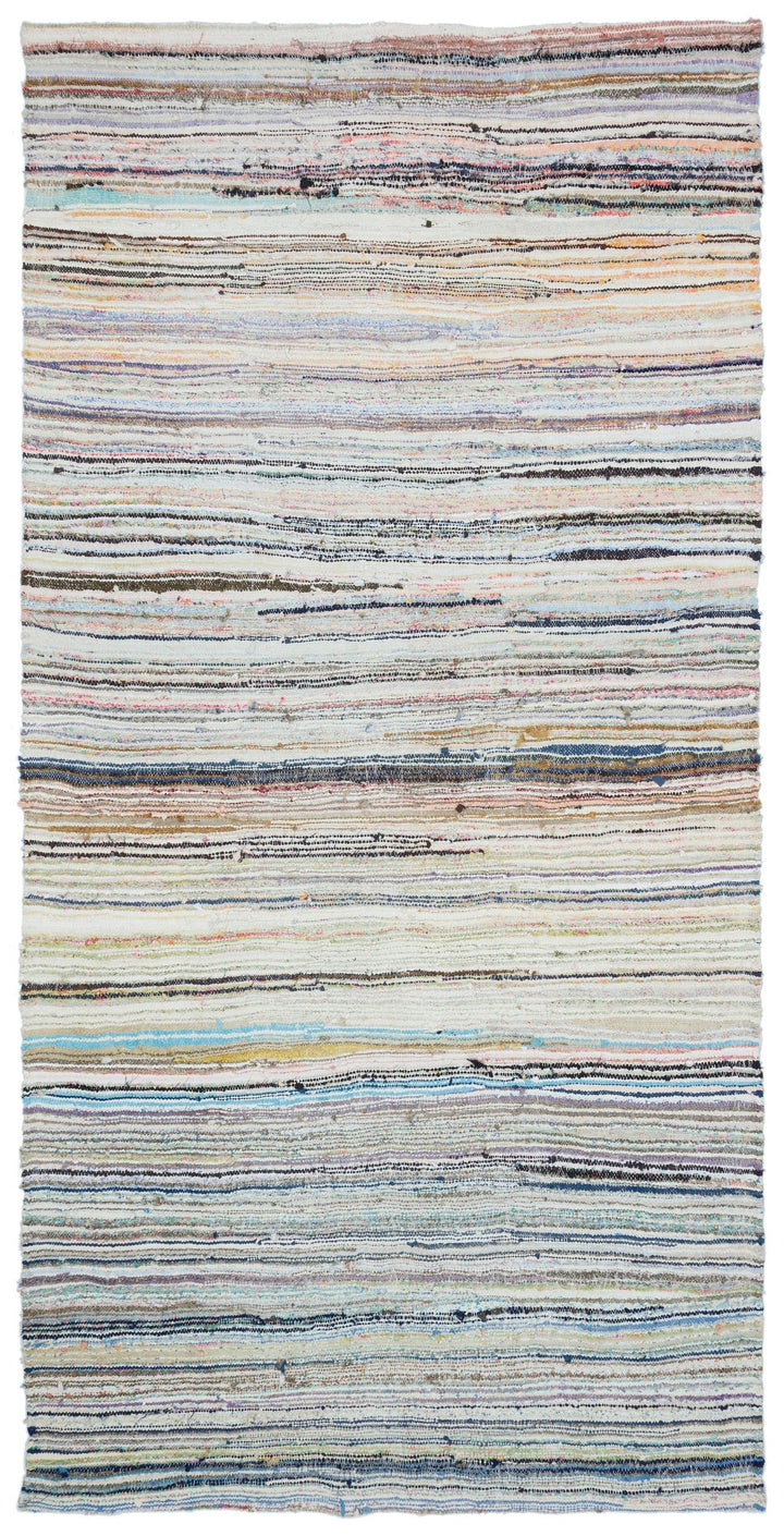 Cretan Beige Striped Wool Hand-Woven Carpet 164 x 325
