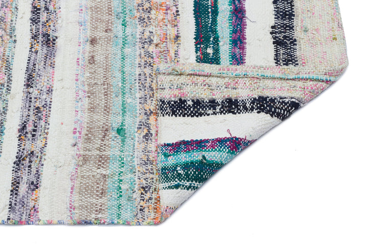 Cretan Beige Striped Wool Hand-Woven Carpet 158 x 228