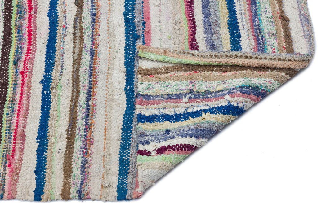 Cretan Beige Striped Wool Hand-Woven Carpet 146 x 320