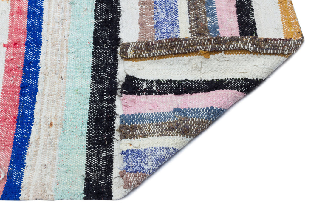 Cretan Beige Striped Wool Hand-Woven Carpet 154 x 292