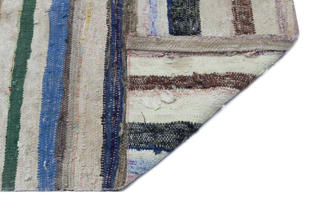 Cretan Beige Striped Wool Hand-Woven Carpet 207 x 255