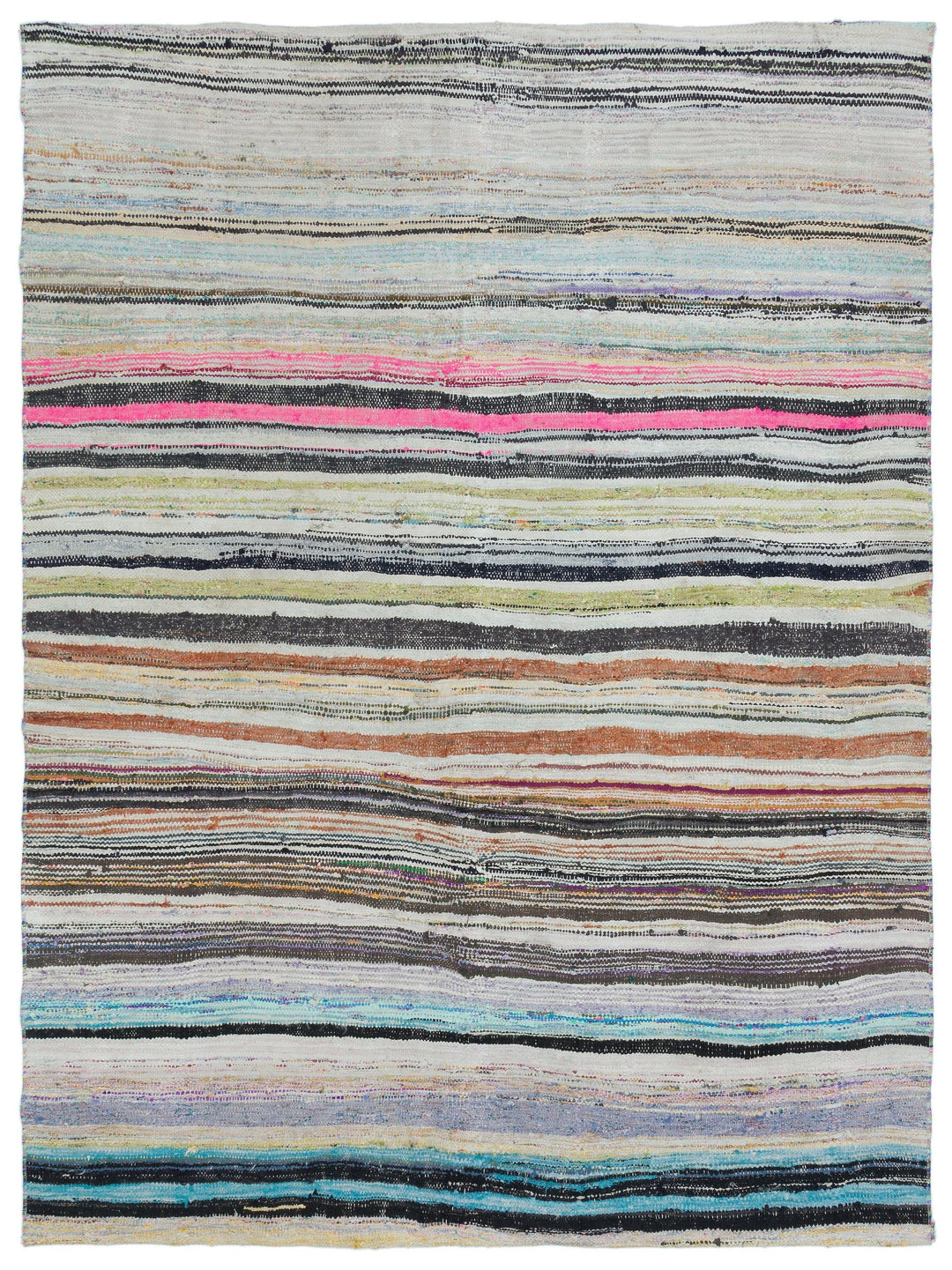 Cretan Beige Striped Wool Hand Woven Carpet 160 x 210