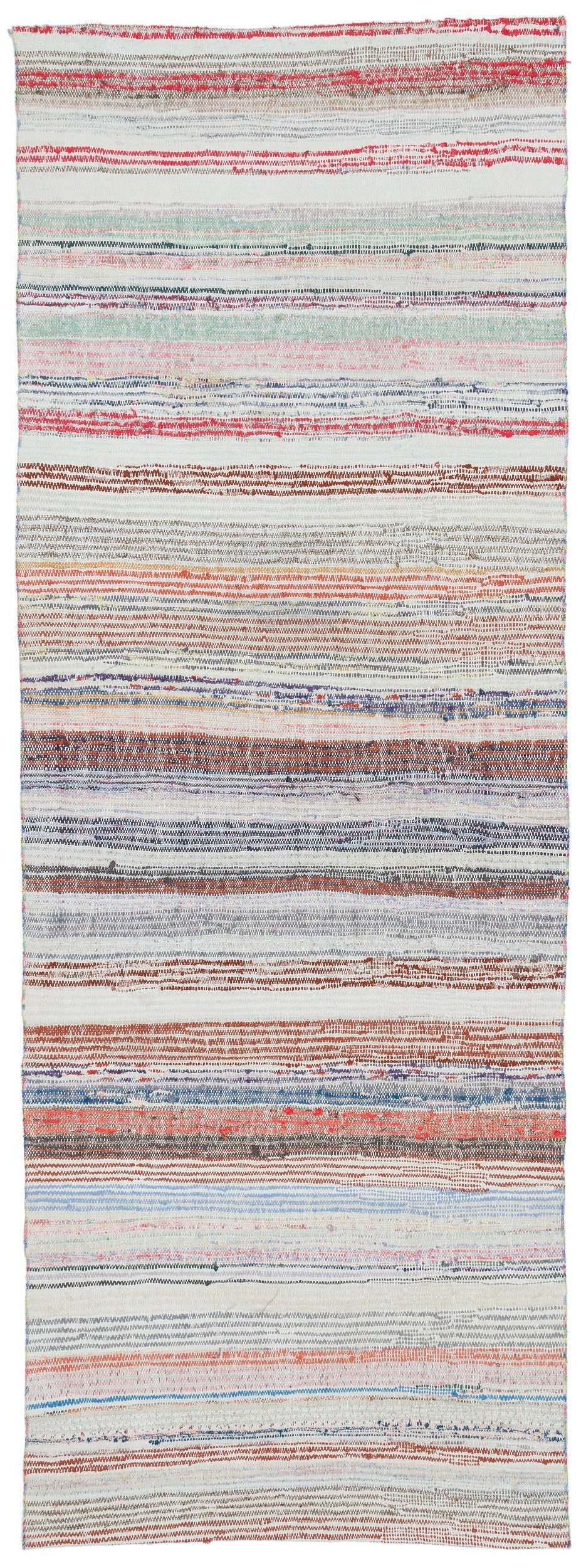 Cretan Beige Striped Wool Hand-Woven Carpet 100 x 278