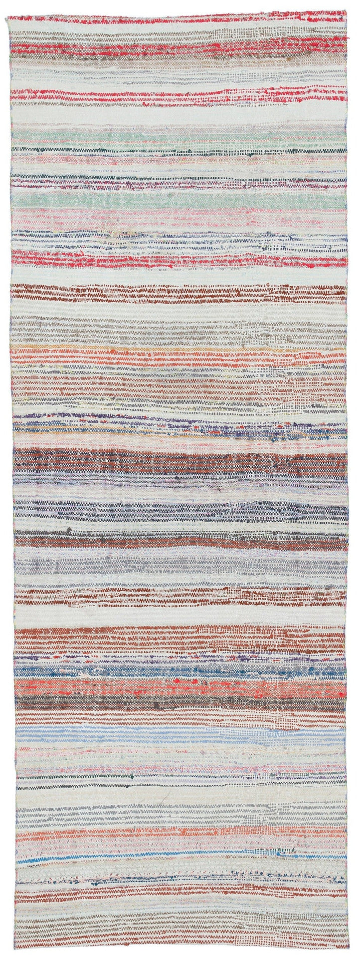 Cretan Beige Striped Wool Hand-Woven Carpet 100 x 278