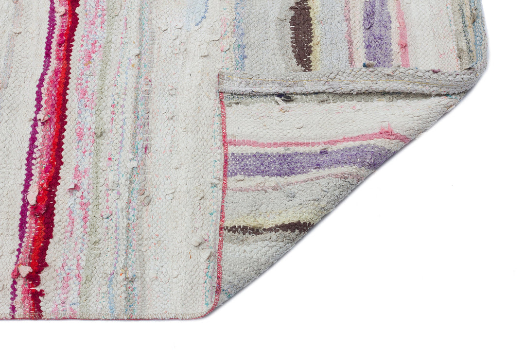 Cretan Beige Striped Wool Hand-Woven Carpet 142 x 328