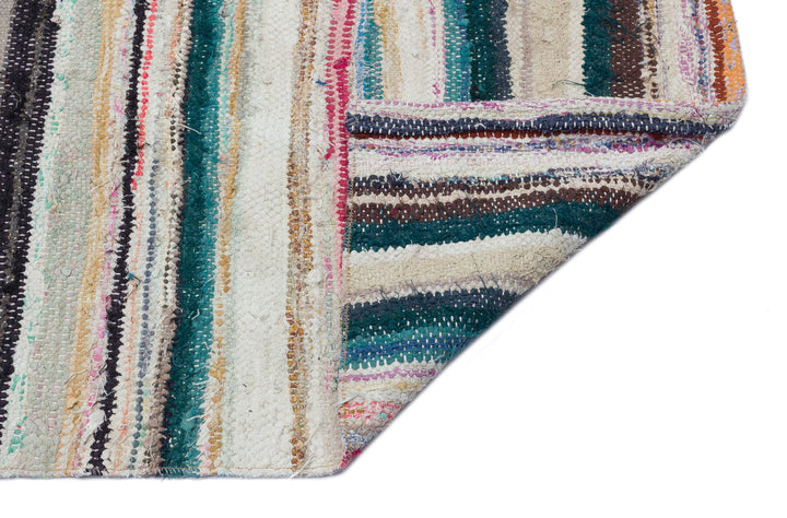 Cretan Beige Striped Wool Hand Woven Carpet 207 x 285
