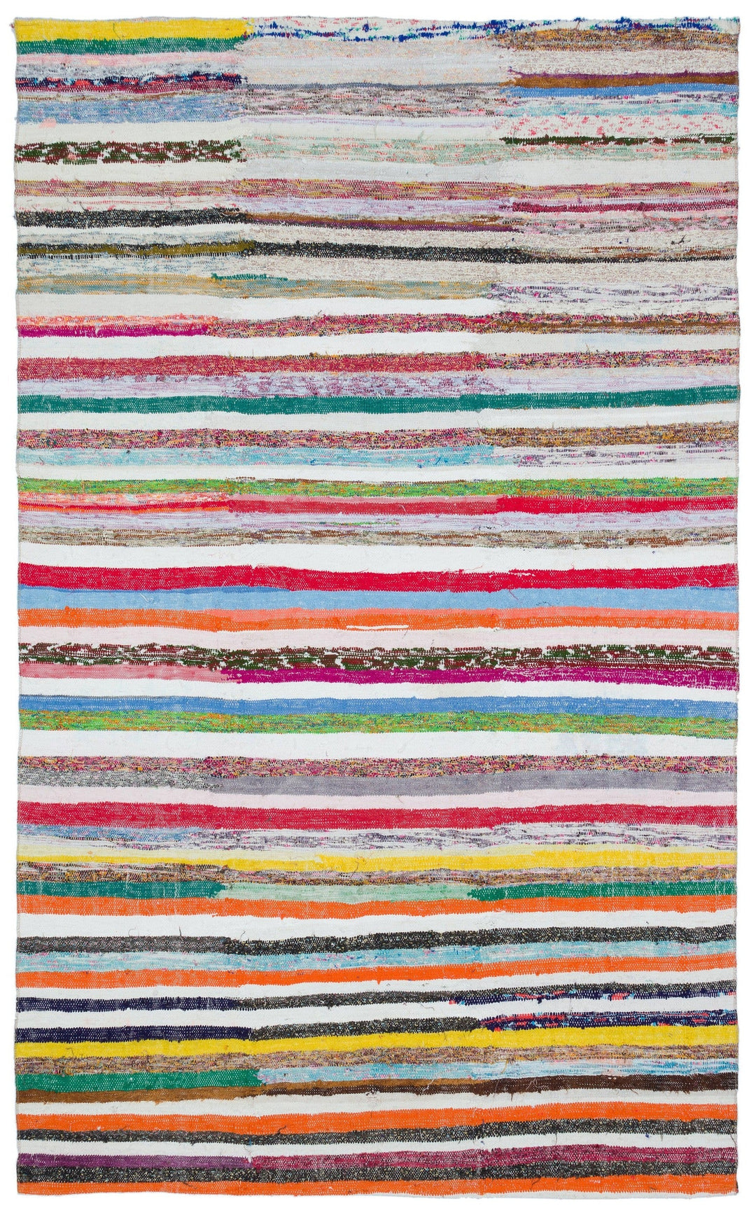 Cretan Beige Striped Wool Hand-Woven Rug 171 x 270