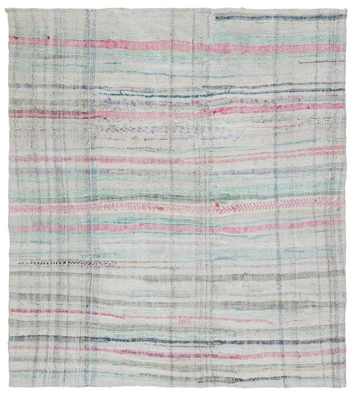 Cretan Beige Striped Wool Hand-Woven Carpet 198 x 210