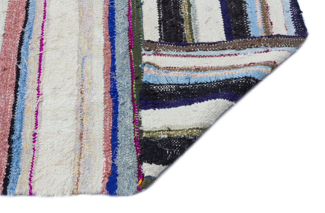 Cretan Beige Striped Wool Hand-Woven Rug 174 x 313