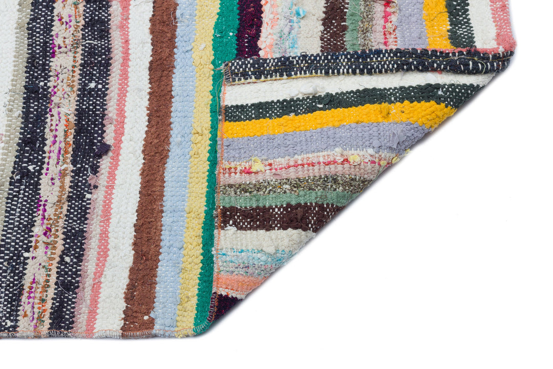 Cretan Beige Striped Wool Hand-Woven Rug 141 x 334