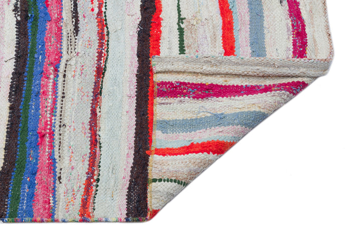 Cretan Beige Striped Wool Hand-Woven Carpet 103 x 325