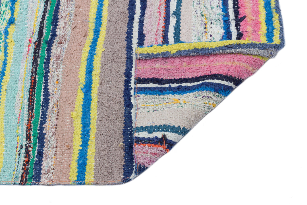 Cretan Beige Striped Wool Hand-Woven Carpet 103 x 304