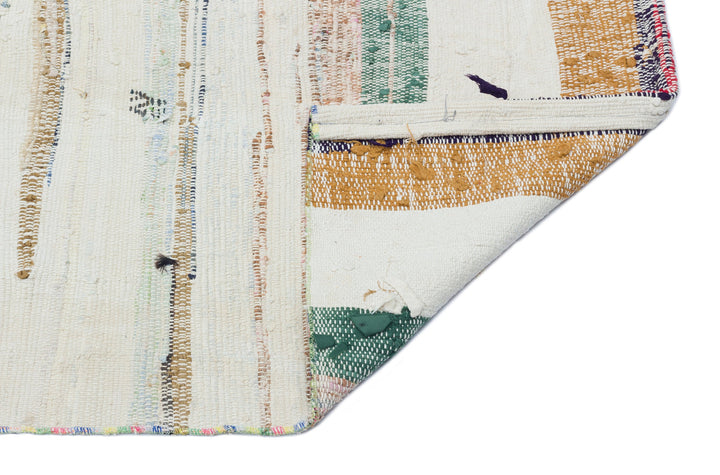 Cretan Beige Striped Wool Hand-Woven Carpet 077 x 278