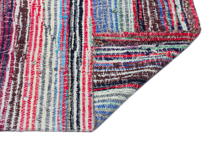 Cretan Beige Striped Wool Hand-Woven Carpet 106 x 320
