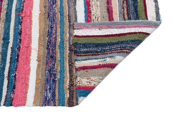 Cretan Multi Striped Wool Hand Woven Carpet 077 x 160