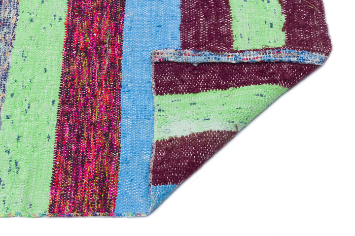 Cretan Beige Striped Wool Hand Woven Carpet 091 x 315
