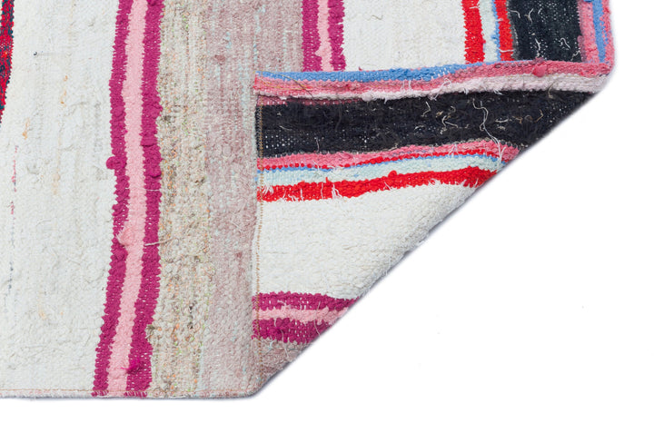 Cretan Beige Striped Wool Hand Woven Carpet 090 x 334