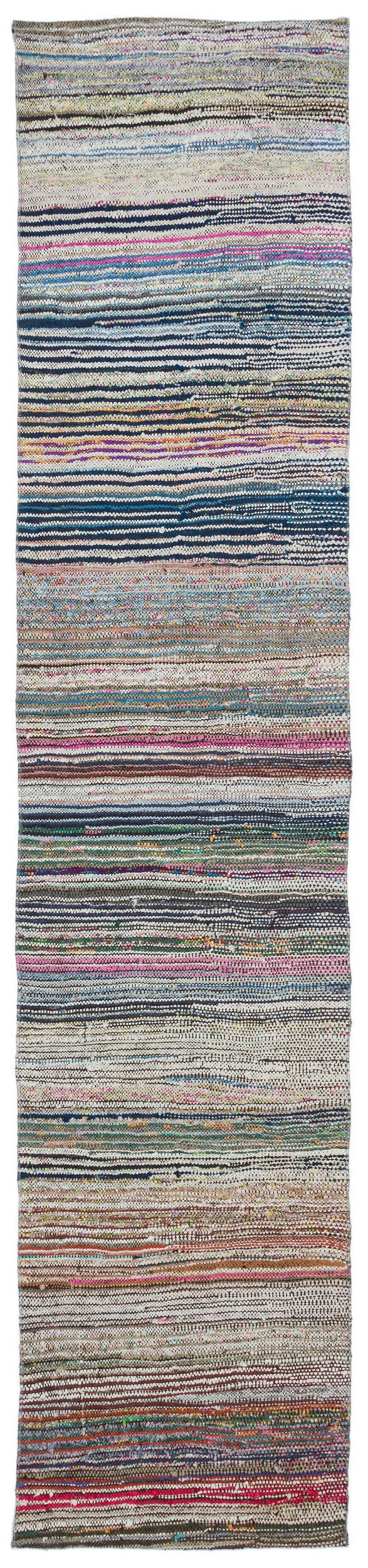 Cretan Brown Striped Wool Hand-Woven Carpet 068 x 310