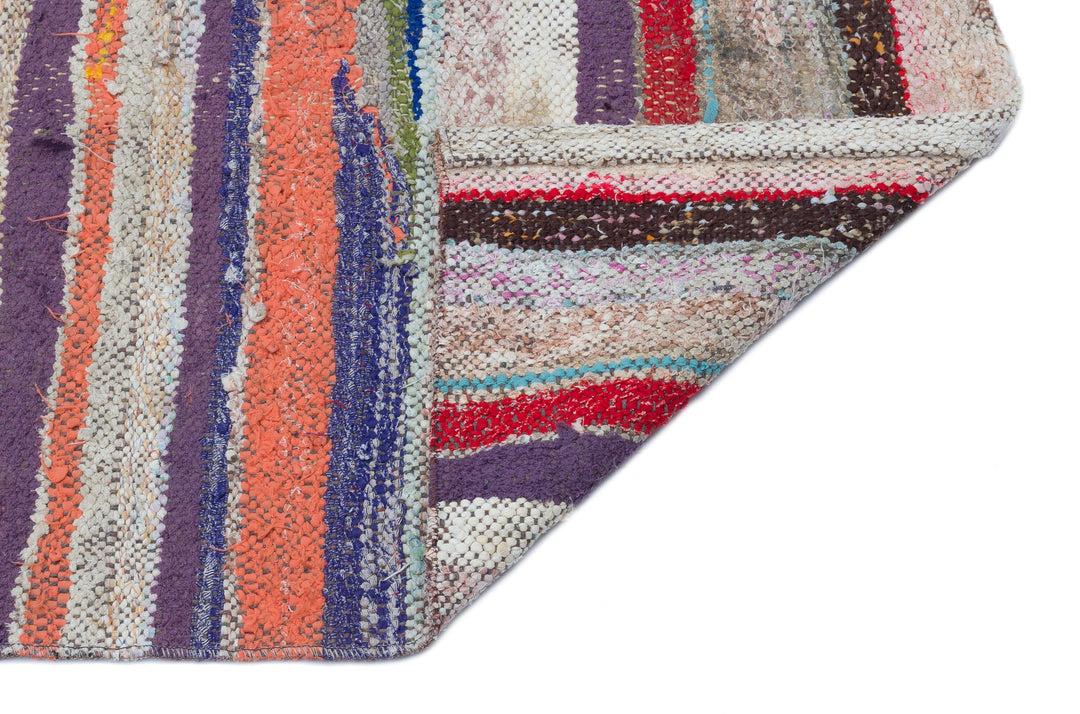 Cretan Multi Striped Wool Hand Woven Carpet 074 x 255