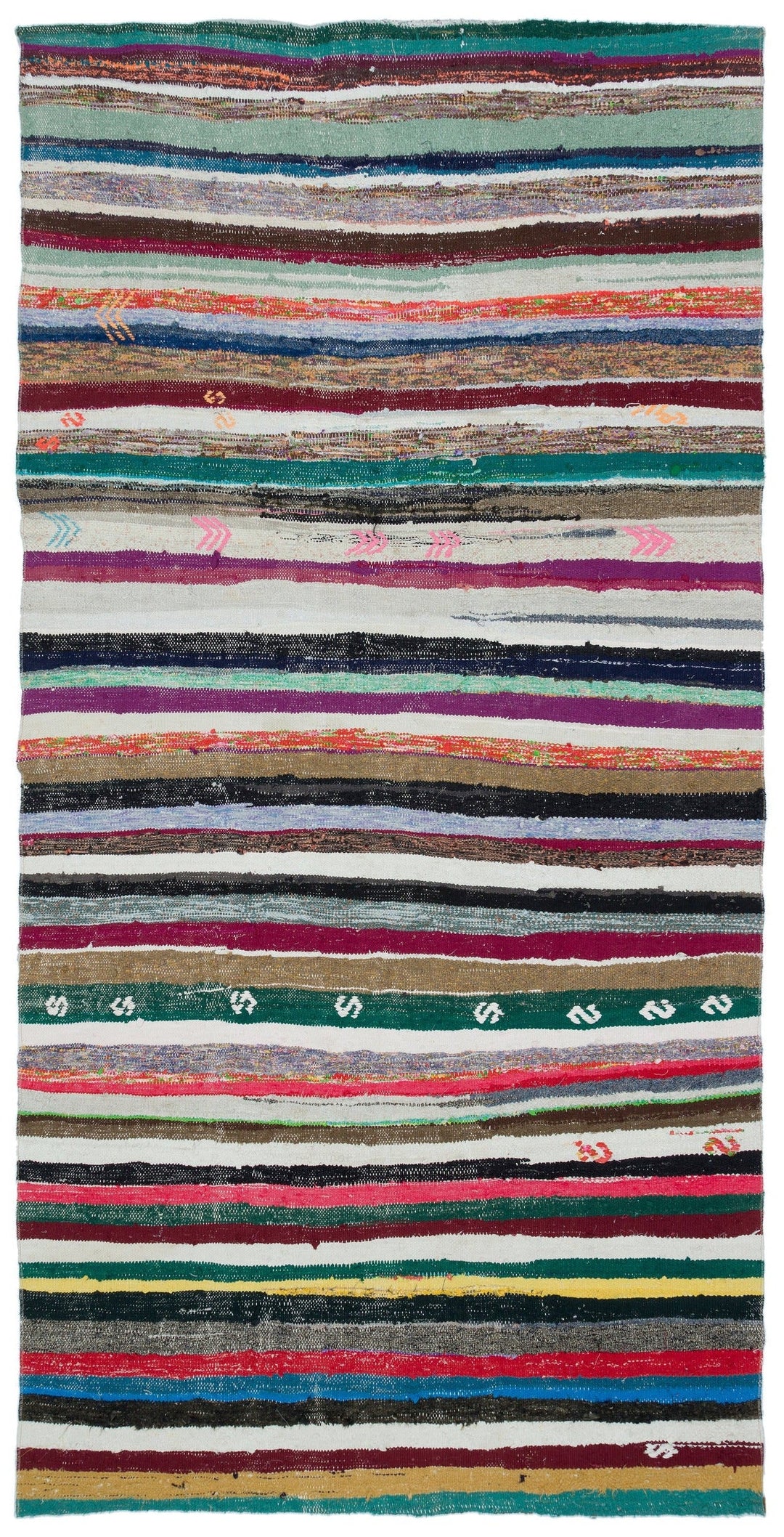 Crete 3184 Multi Striped Wool Hand Woven Carpet 150 x 300