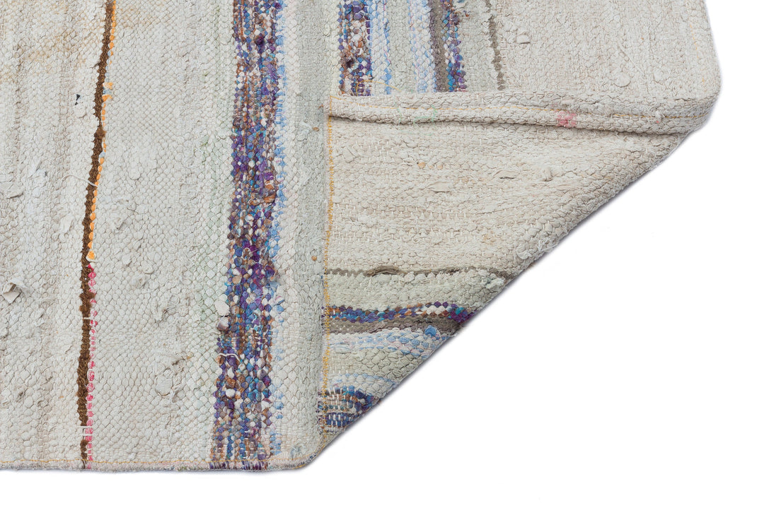 Cretan Beige Striped Wool Hand-Woven Carpet 137 x 324