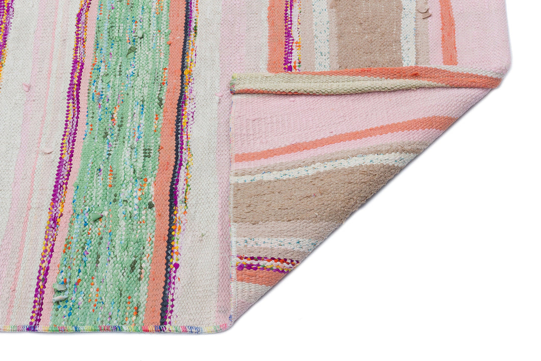 Cretan Beige Striped Wool Hand-Woven Carpet 162 x 255