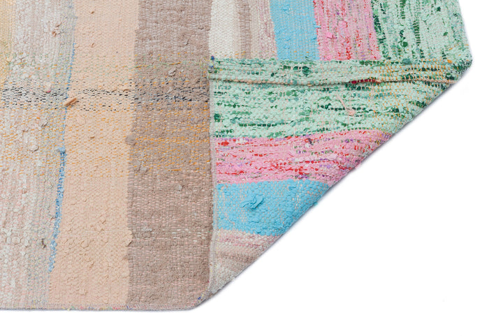 Cretan Beige Striped Wool Hand-Woven Carpet 104 x 222