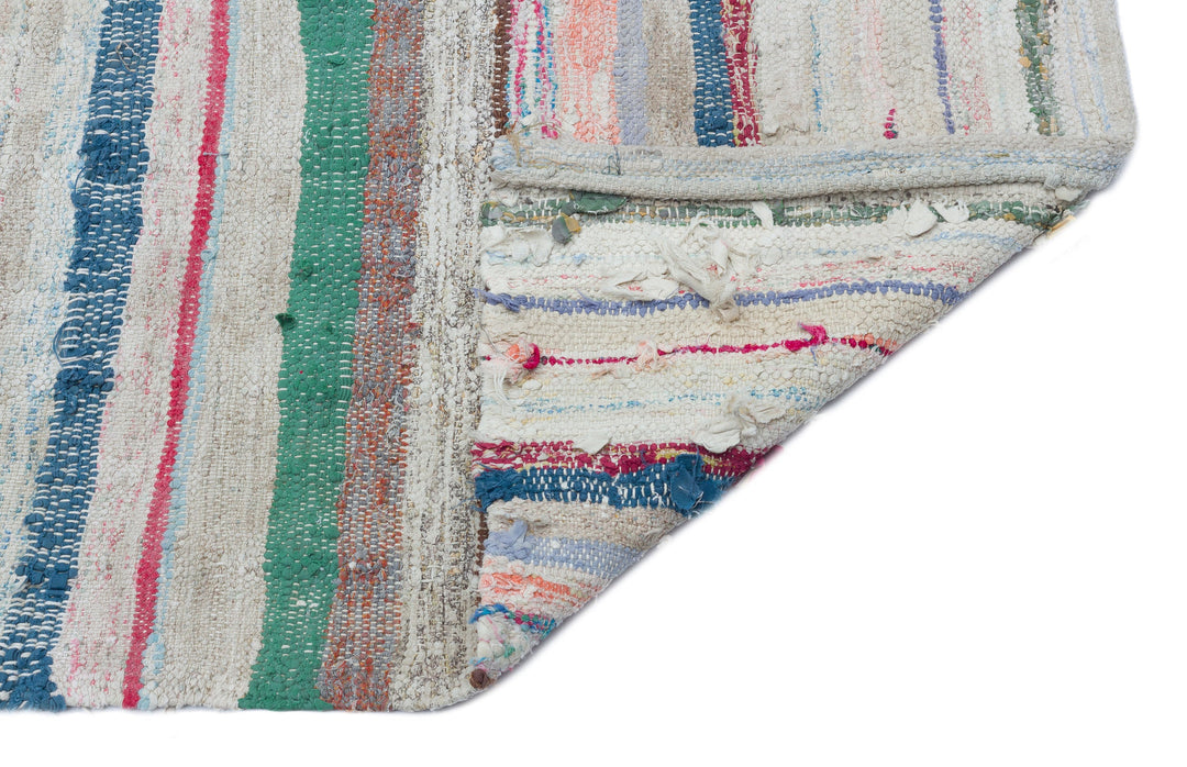 Cretan Beige Striped Wool Hand-Woven Carpet 161 x 214