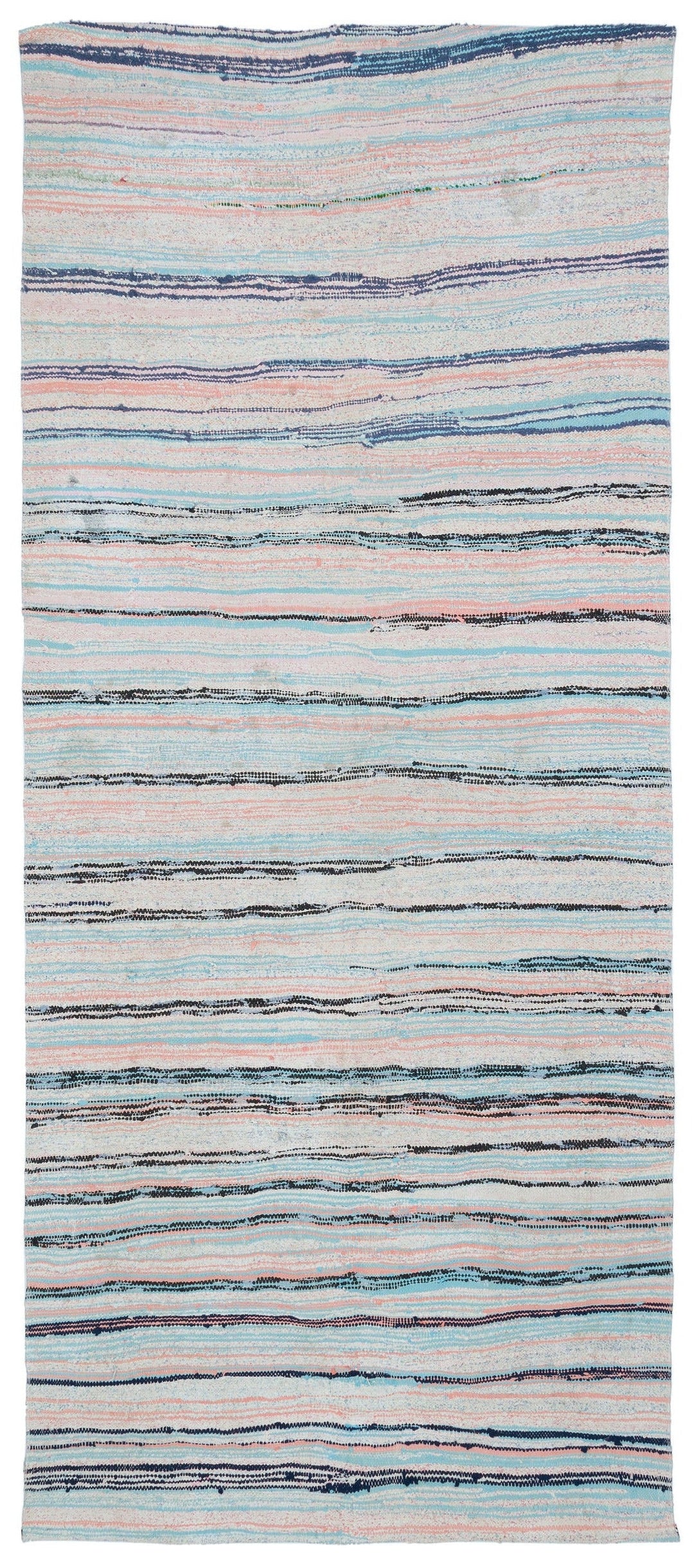 Cretan Beige Striped Wool Hand-Woven Carpet 134 x 312