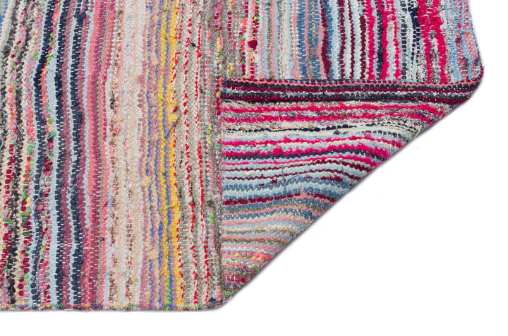 Cretan Beige Striped Wool Hand-Woven Rug 133 x 353