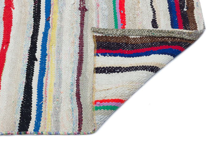 Cretan Beige Striped Wool Hand-Woven Carpet 146 x 125