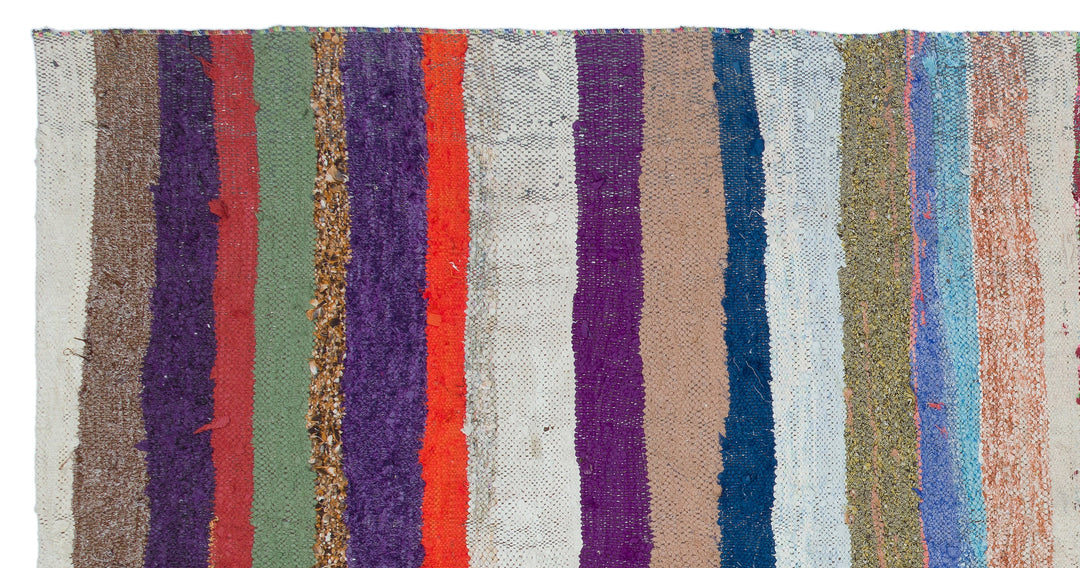 Cretan Beige Striped Wool Hand-Woven Carpet 153 x 288