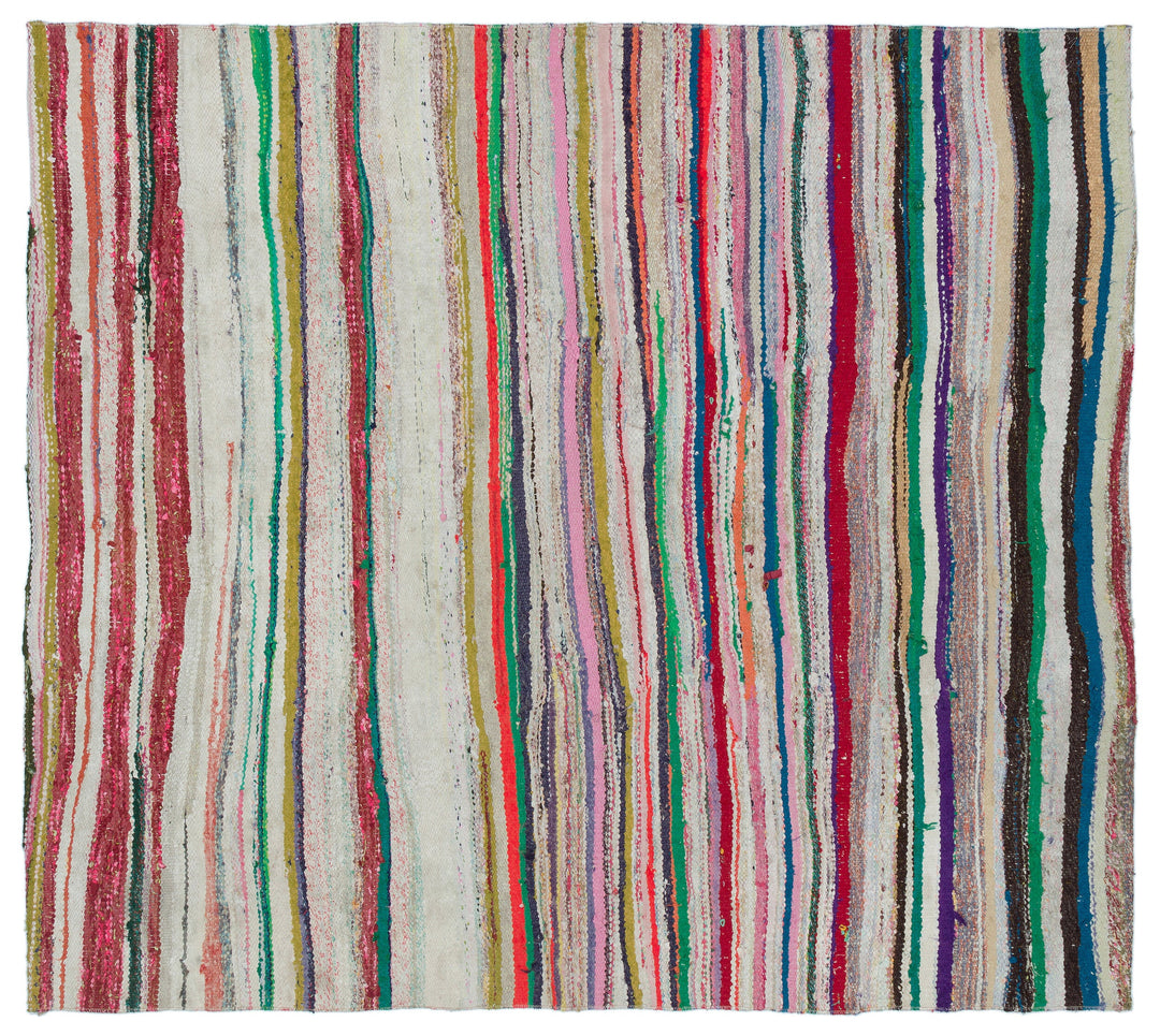 Cretan Beige Striped Wool Hand Woven Carpet 160 x 180