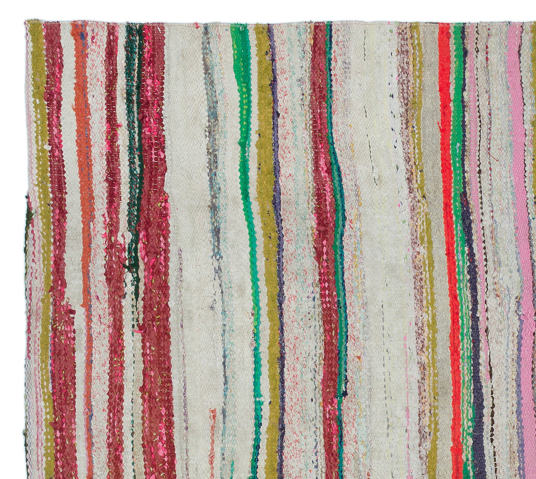 Cretan Beige Striped Wool Hand Woven Carpet 160 x 180