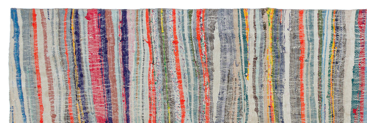 Cretan Beige Striped Wool Hand-Woven Carpet 108 x 333