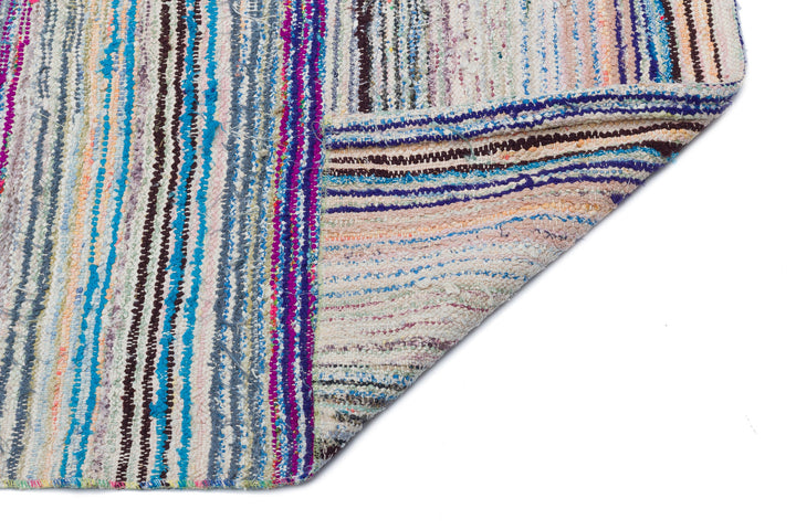 Cretan Beige Striped Wool Hand Woven Carpet 150 x 213