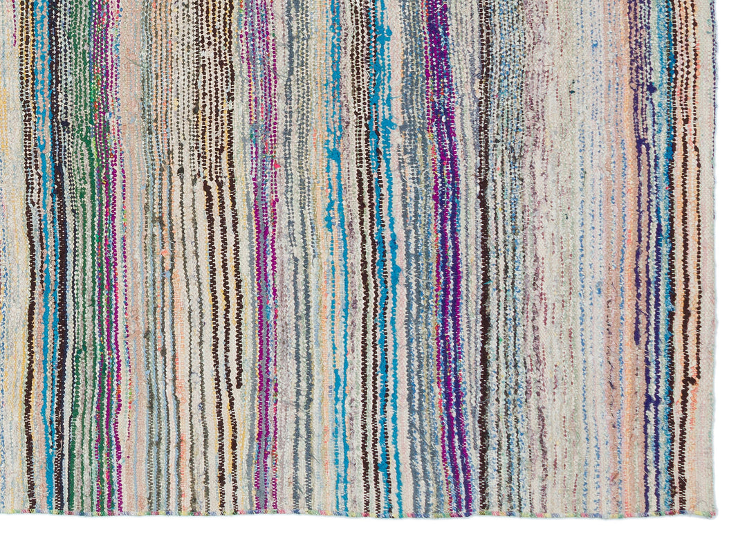 Cretan Beige Striped Wool Hand Woven Carpet 150 x 213