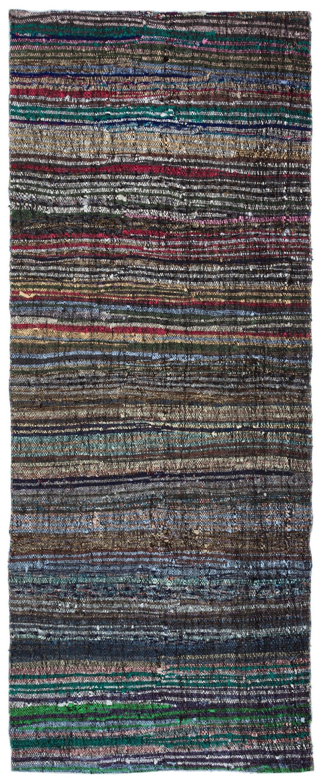 Cretan Brown Striped Wool Hand Woven Carpet 123 x 304