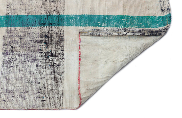 Cretan Beige Striped Wool Hand Woven Carpet 125 x 365