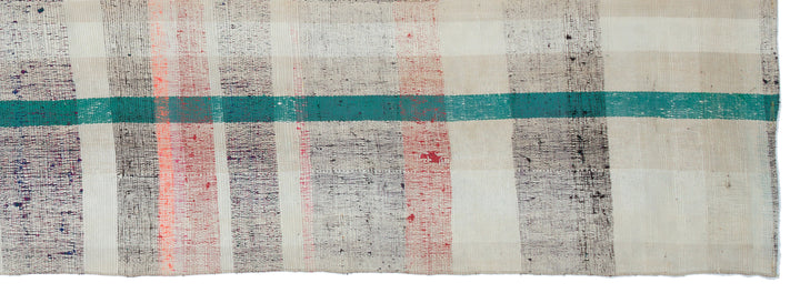 Cretan Beige Striped Wool Hand Woven Carpet 125 x 365