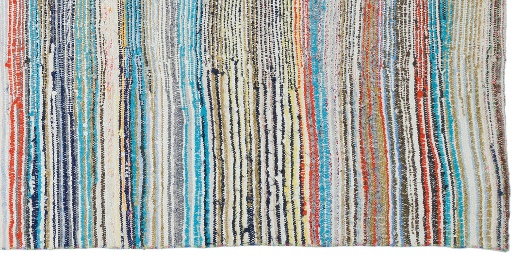 Cretan Beige Striped Wool Hand-Woven Carpet 146 x 305
