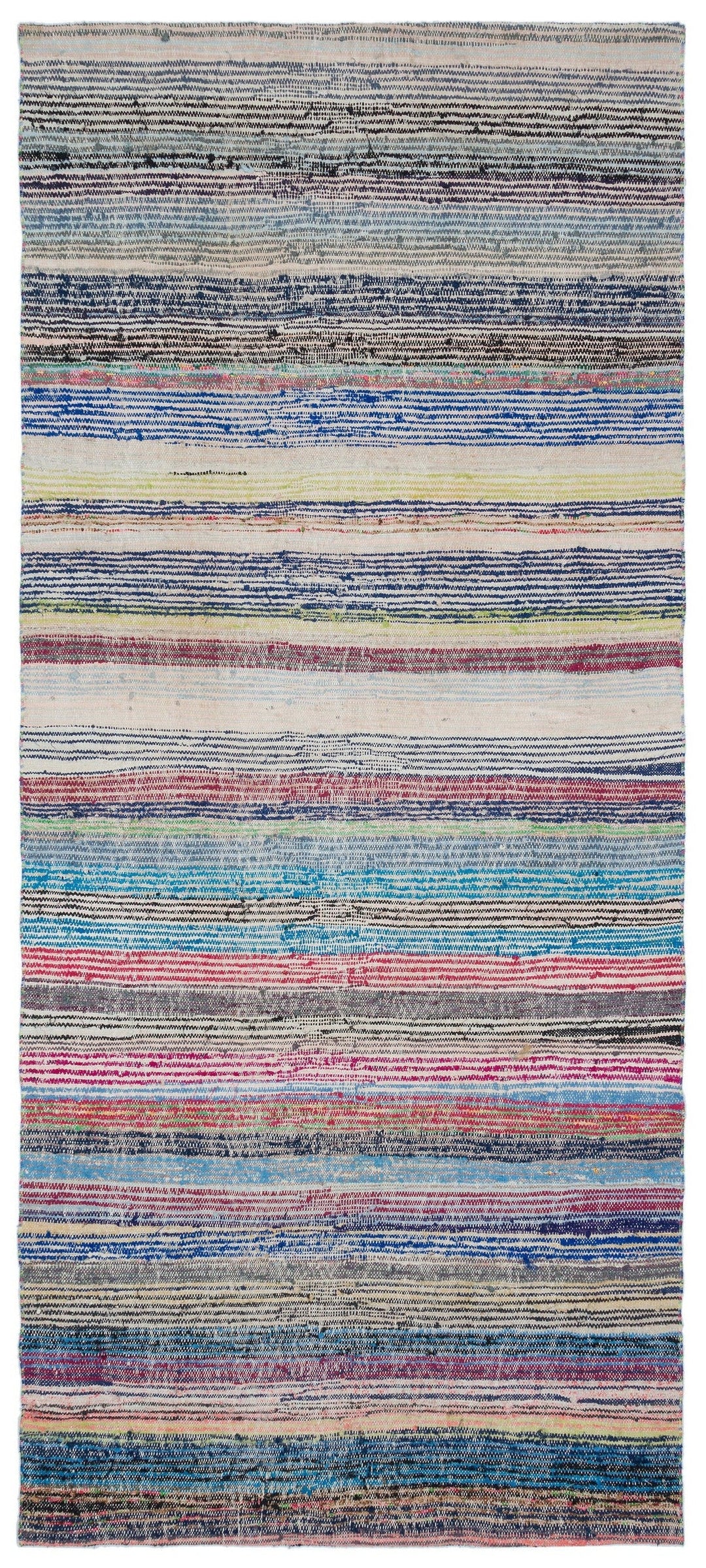 Cretan Beige Striped Wool Hand Woven Carpet 135 x 315