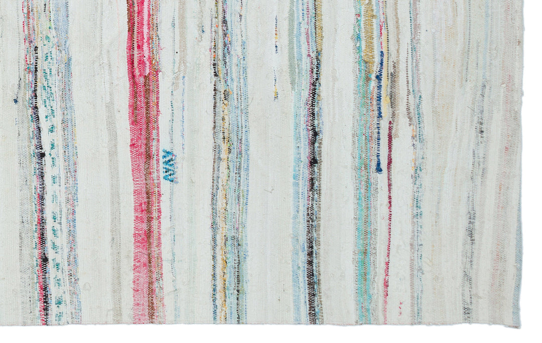 Cretan Beige Striped Wool Hand-Woven Carpet 151 x 244