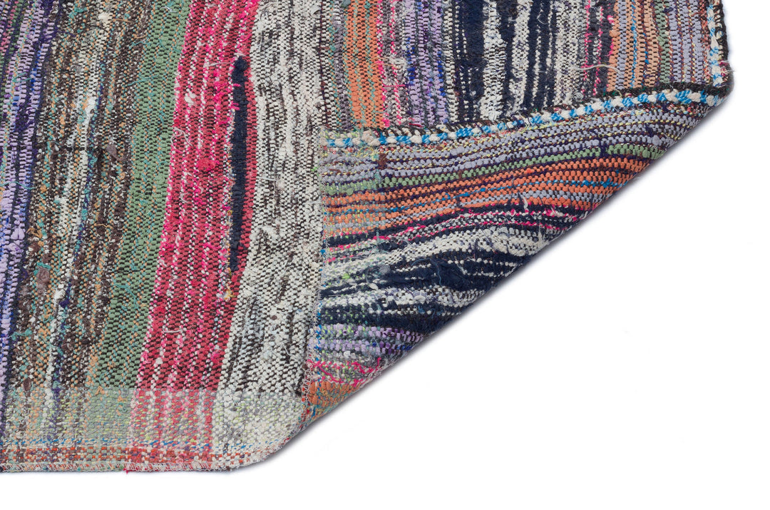 Cretan Beige Striped Wool Hand-Woven Carpet 106 x 377