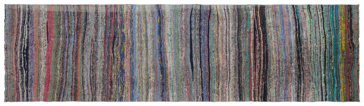 Cretan Beige Striped Wool Hand-Woven Carpet 106 x 377