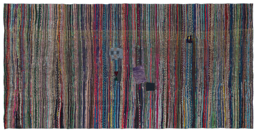 Cretan Beige Striped Wool Hand-Woven Carpet 168 x 330