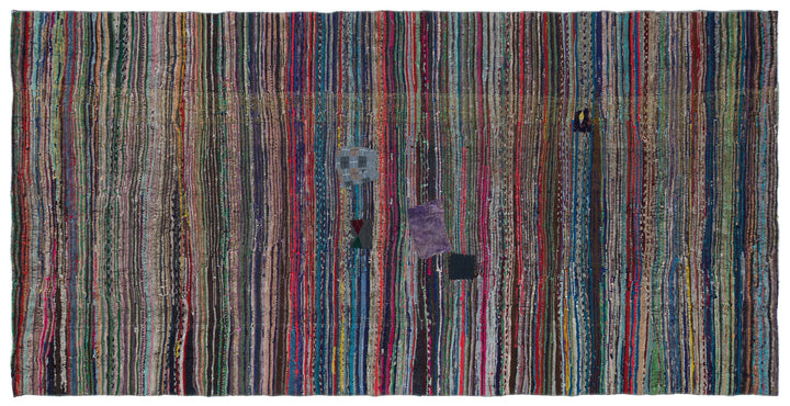 Cretan Beige Striped Wool Hand-Woven Carpet 168 x 330