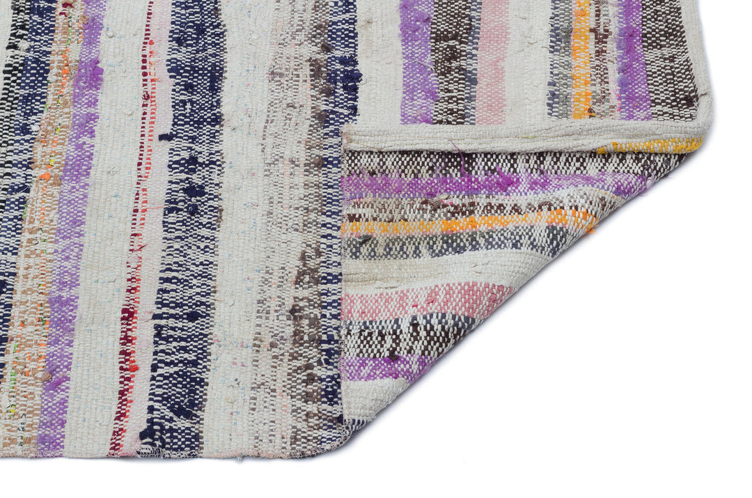 Cretan Beige Striped Wool Hand-Woven Carpet 128 x 255