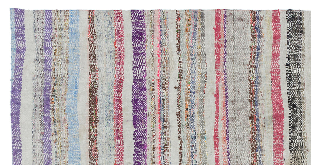 Cretan Beige Striped Wool Hand-Woven Carpet 128 x 255