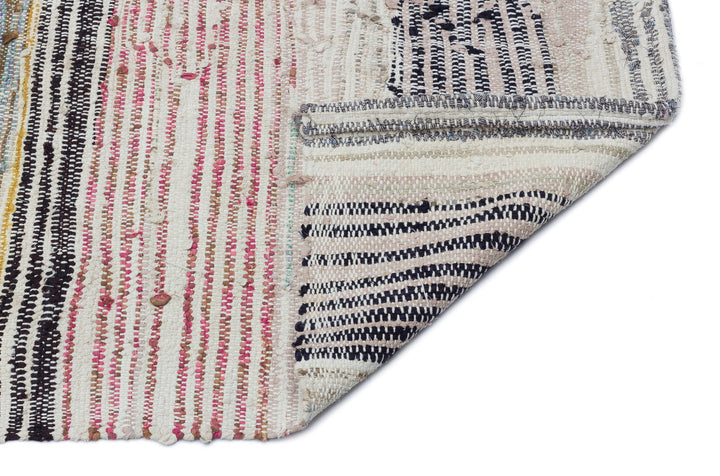 Cretan Beige Striped Wool Hand Woven Carpet 123 x 305